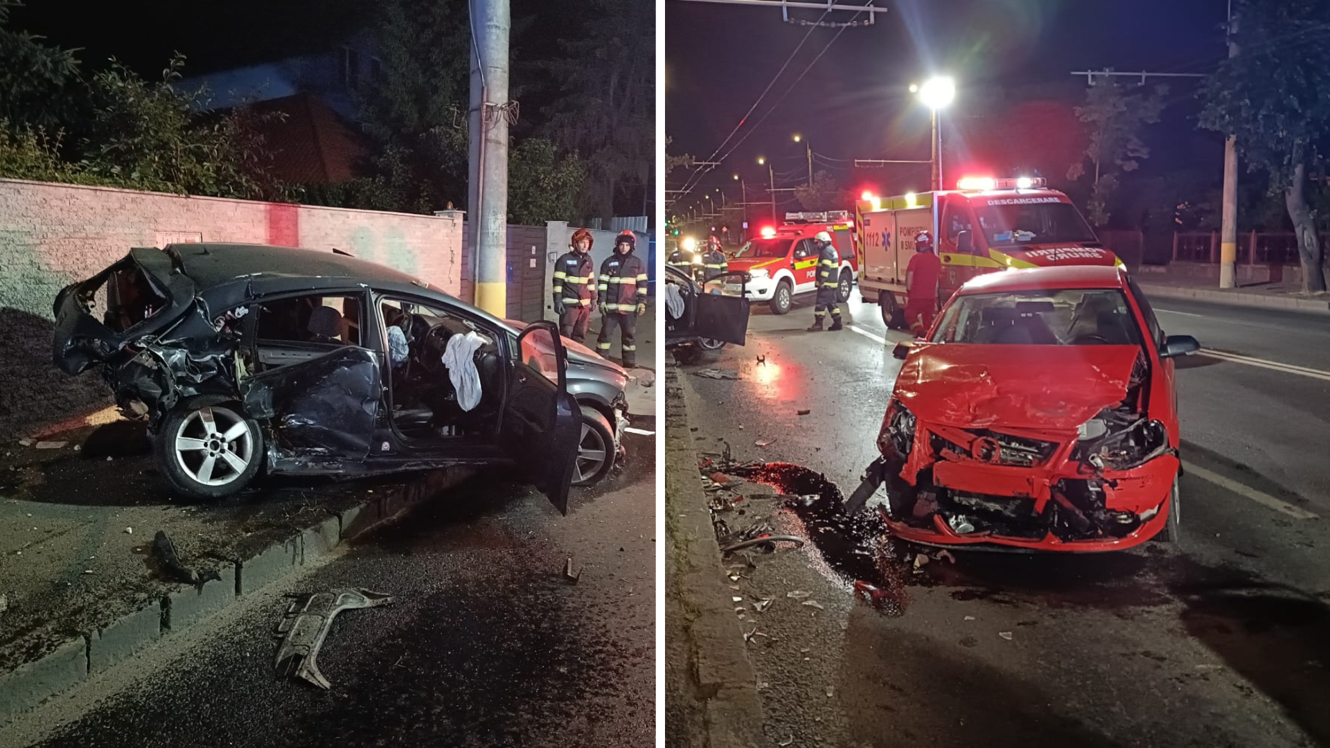 Accident la miezul noptii in Cluj doua masini avariate