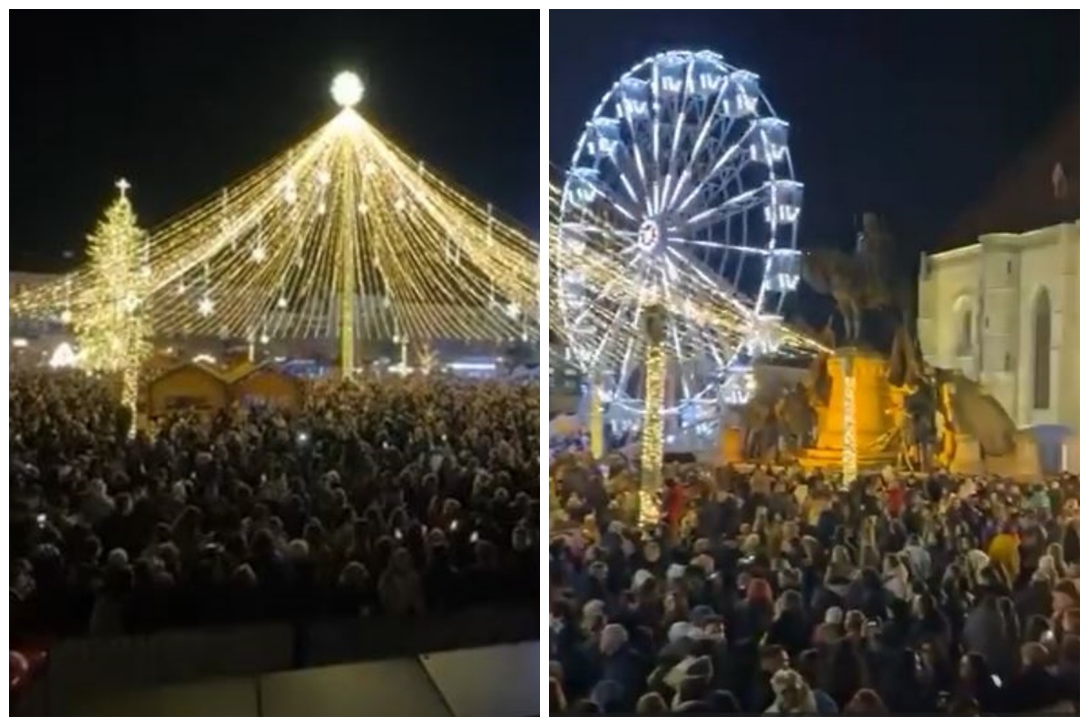 VIDEO Aprinderea luminitelor de Craciun in Cluj