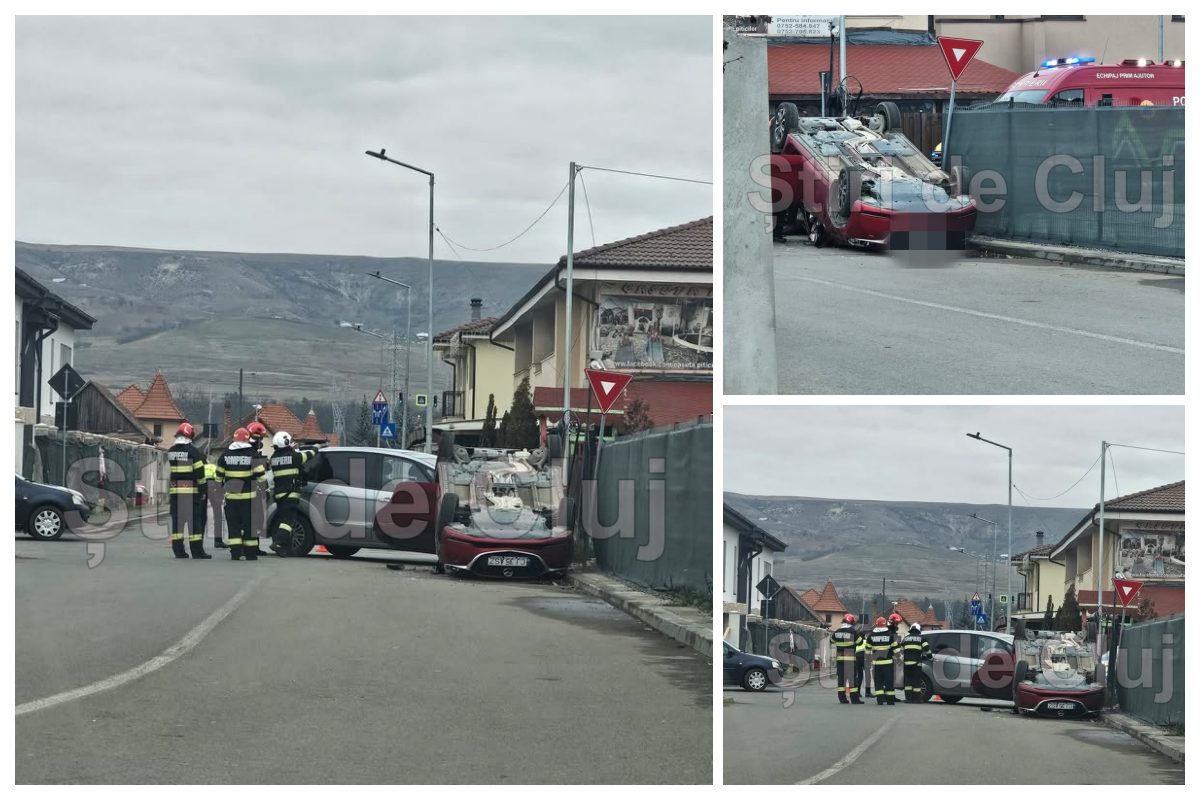 VIDEO Accident dramatic in Floresti Un sofer s a rasturnat dupa un impact