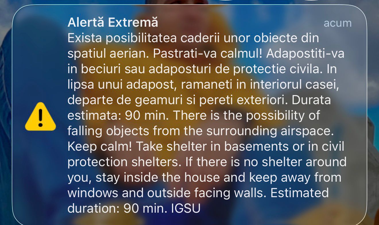 Alerte in judeul Tulcea Mesaj RO Alert dupa identificarea unor tinte lang granita cu Ucraina