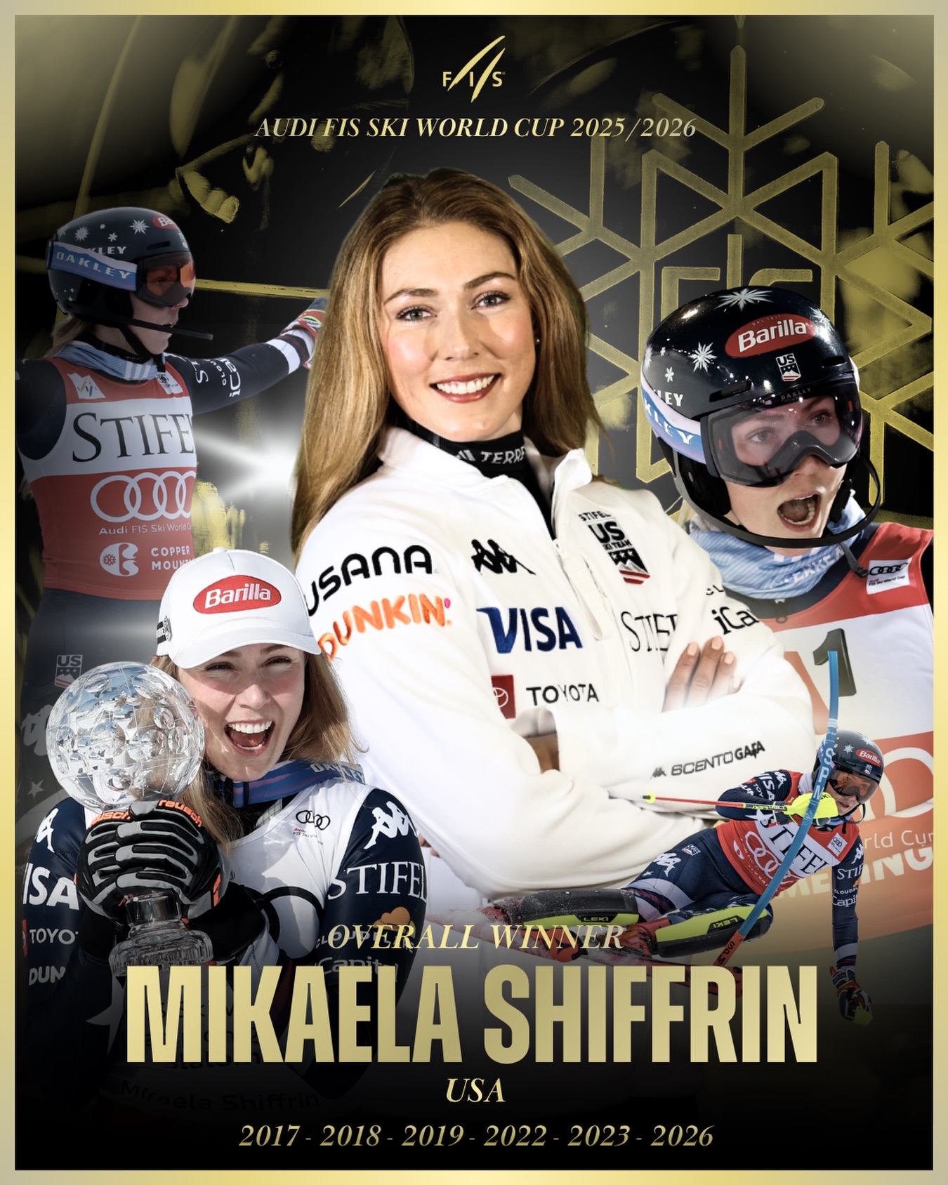 Mikaela Shiffrin obtine al saselea titlu in Cupa Mondiala de schi alpin la general egaland astfel recordul lui Annemarie Moser Proell