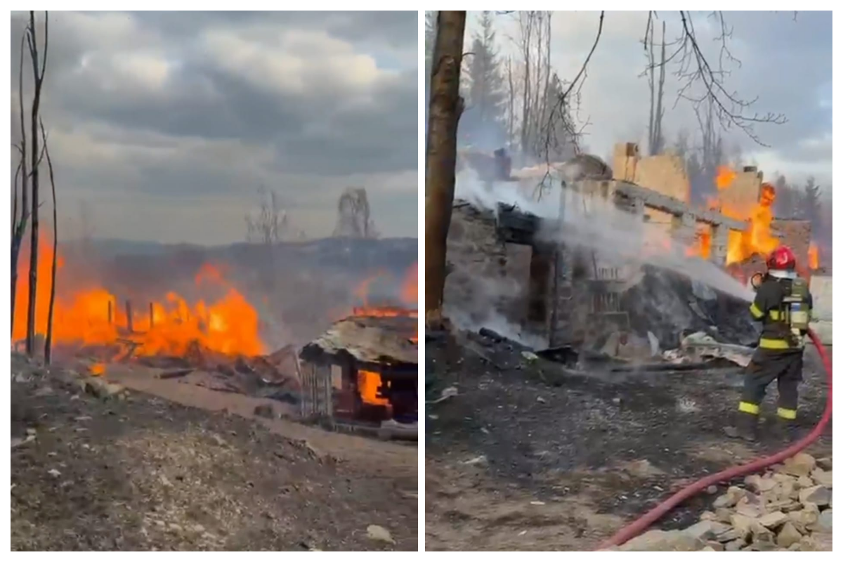 video incendiu de amploare in cluj flacararile au cuprins un atelier de tamplarie distrus in totalitate interventie complicata in desfasurare