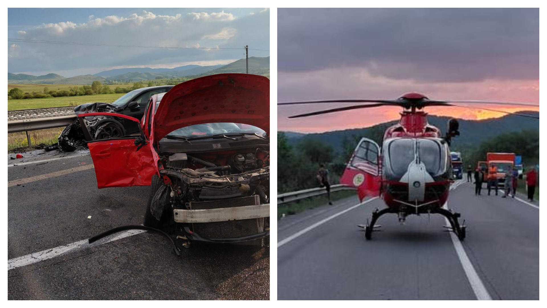 video accident grav pe e60 in poieni cluj o femeie a fost extrasa inconstienta dintre fiare si transportata cu elicopterul smurd