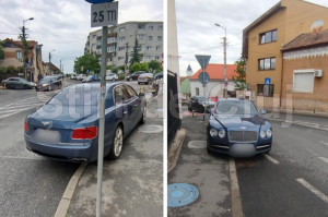 Tupeu de Bentley la Cluj A parcat masina intr un loc interzis blocand jumatate din banda si trotuar Clujenii scandalizati Maxim de tupeu