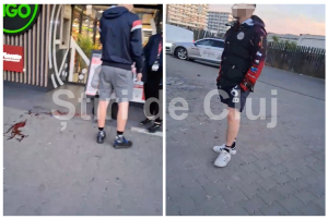 exclusiv video paznicul unui magazin din cluj atacat si lasat intr o balta de sange dupa ce a impiedicat un furt angajatele curajoase au intervenit