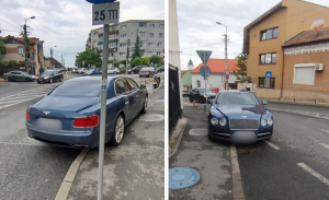 tupeu de bentley la cluj a parcat unde a vrut blocand jumatate din banda si trotuarul clujenii scandalizati de indolenta soferului