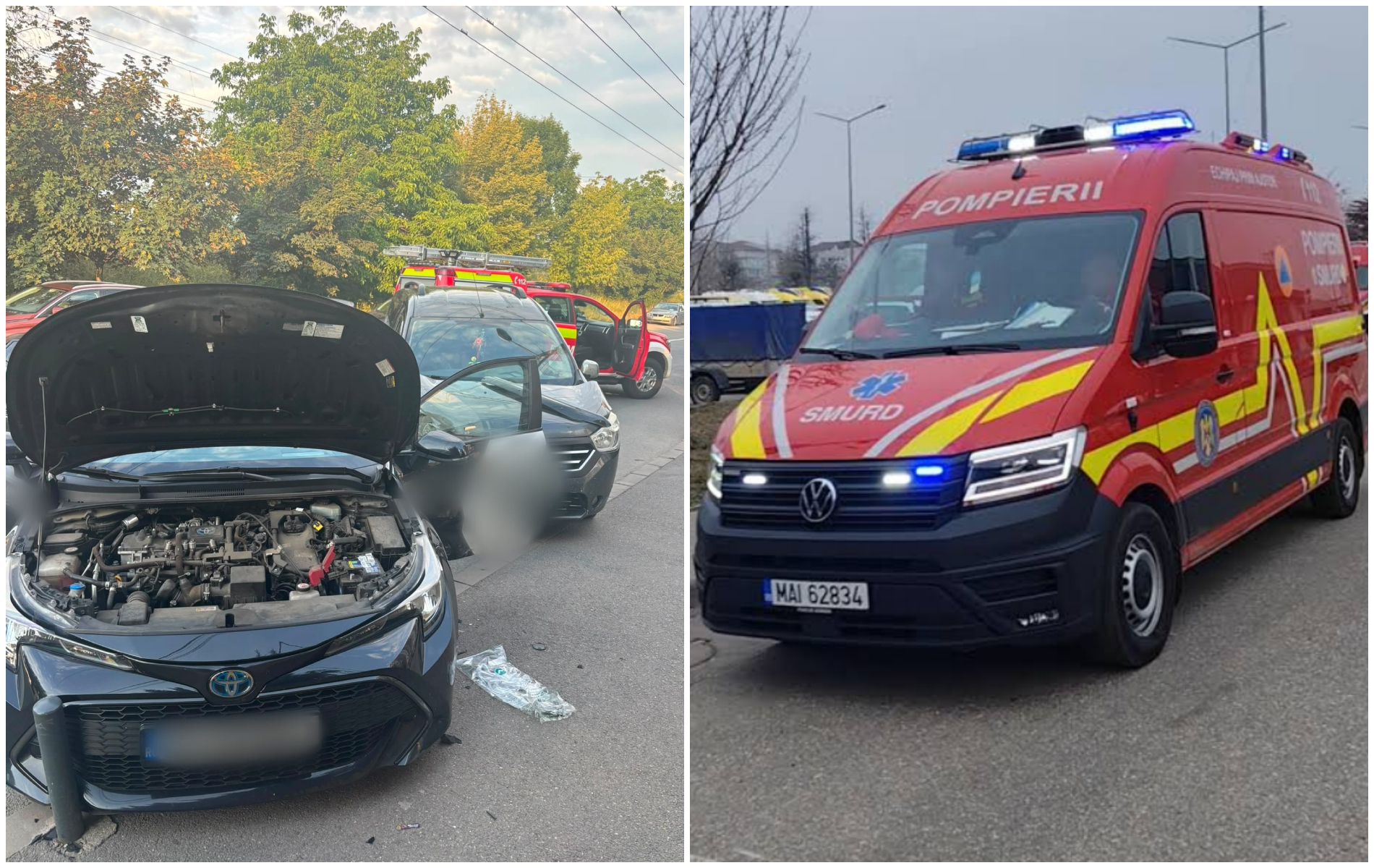 Accident pe strada Campul Painii din Cluj Napoca Un barbat a fost dus la spital dupa o coliziune intre doua masini