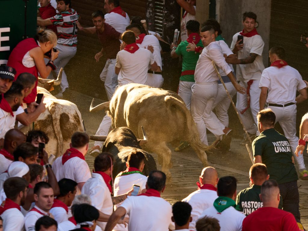 Doi spanioli au fost raniti de tauri la incheierea festivalului de la San Fermin