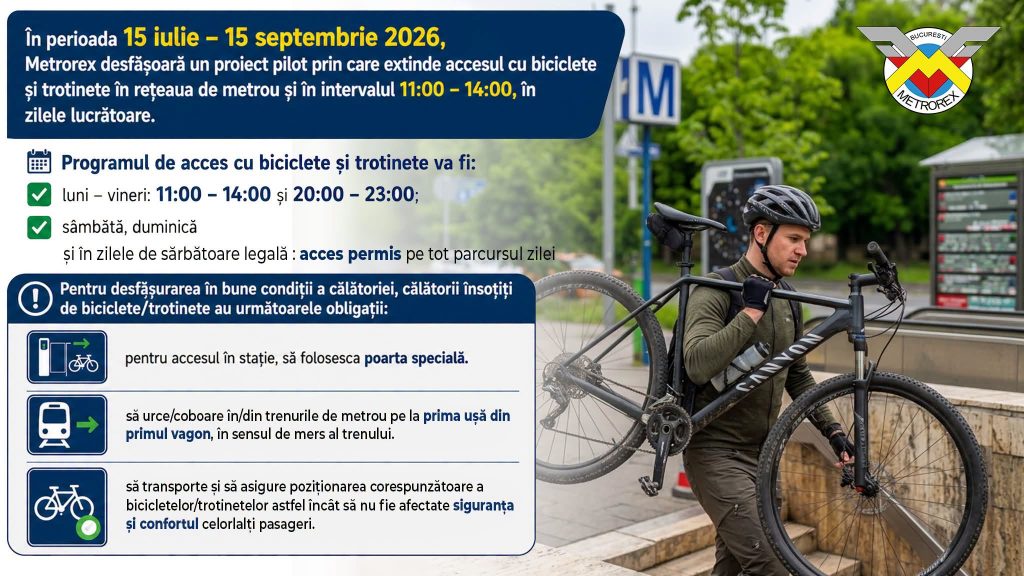 Metrorex schimba regulile pentru biciclete si trotinete Cum poti lua bicicleta in metrou