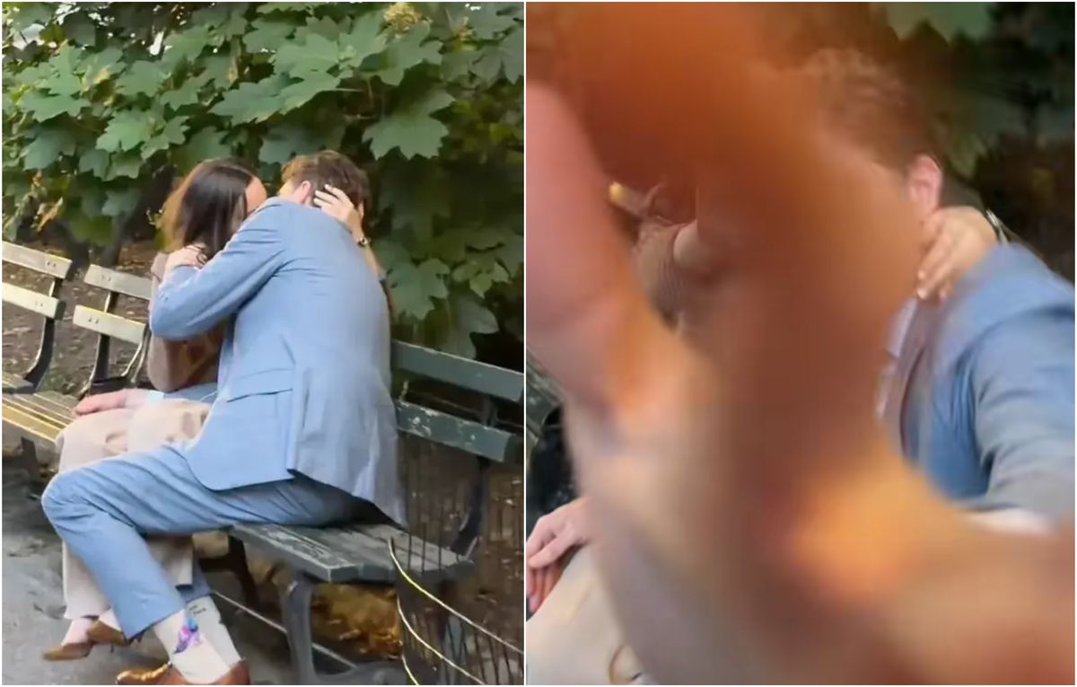 Un avocat concediat dupa ce a fost surprins sarutandu se cu o colega in parc Imaginile au devenit virale VIDEO
