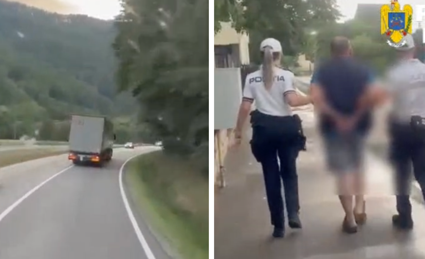 video inconstienta totala la volan un sofer de tir a fost surprins complet baut conducand un vehicul greu pe un drum din cluj