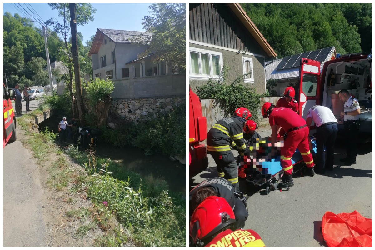 Familia s a rasturnat cu ATV ul intr o albie O femeie din Floresti Cluj impreuna cu fetita de 3 ani si sotul transportati de urgenta FOTO