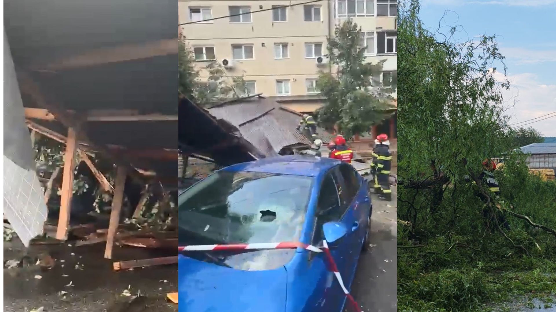 Furtunile cauzeaza distrugeri in tara acoperisul unui bloc din sibiu s a prabusit un copac a blocat circulatia pe un drum din arges
