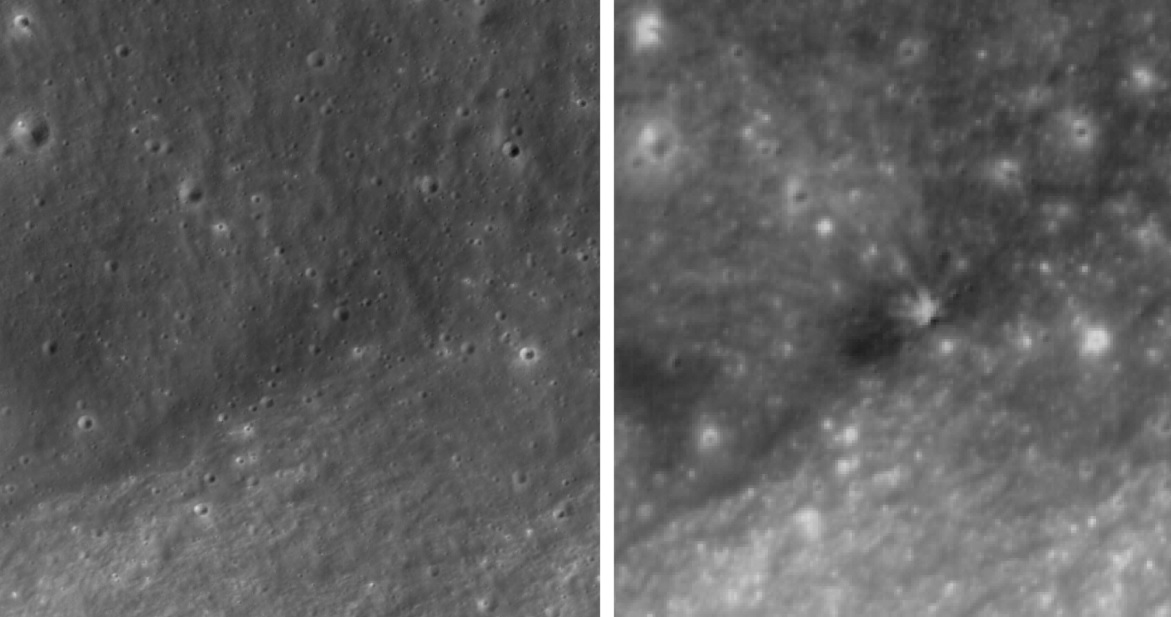 Luna a dobandit un nou crater Primele imagini capturate dupa impactul unei rachete SpaceX